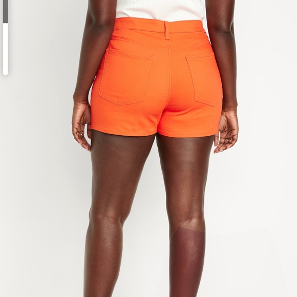 NWT OLD NAVY High-Waisted Wow Jean Shorts -- 3-inch inseam Color: ORANGE - Picture 6 of 9